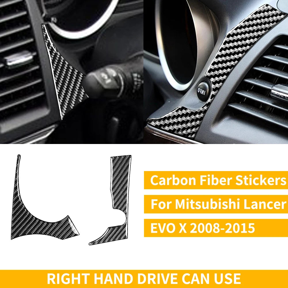 For Mitsubishi Lancer EVO X MR 2008-2015 Carbon Interior Trim Sticker Set Speedometer Window Lifting Storage Car Accessories