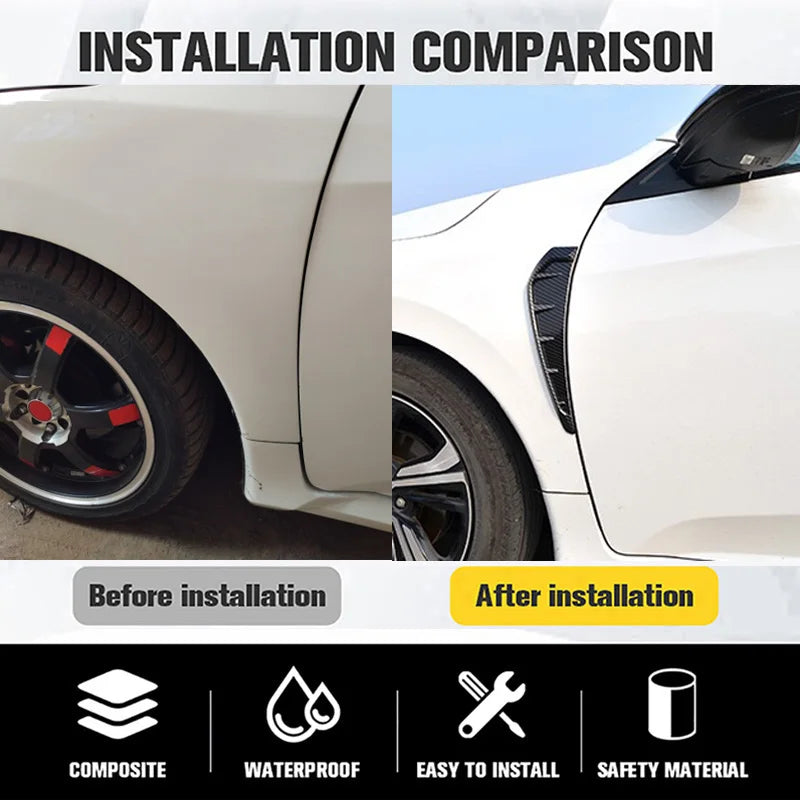 Pairs 35cm Car Fender Side Air Vent Cover Trim Modified Carb