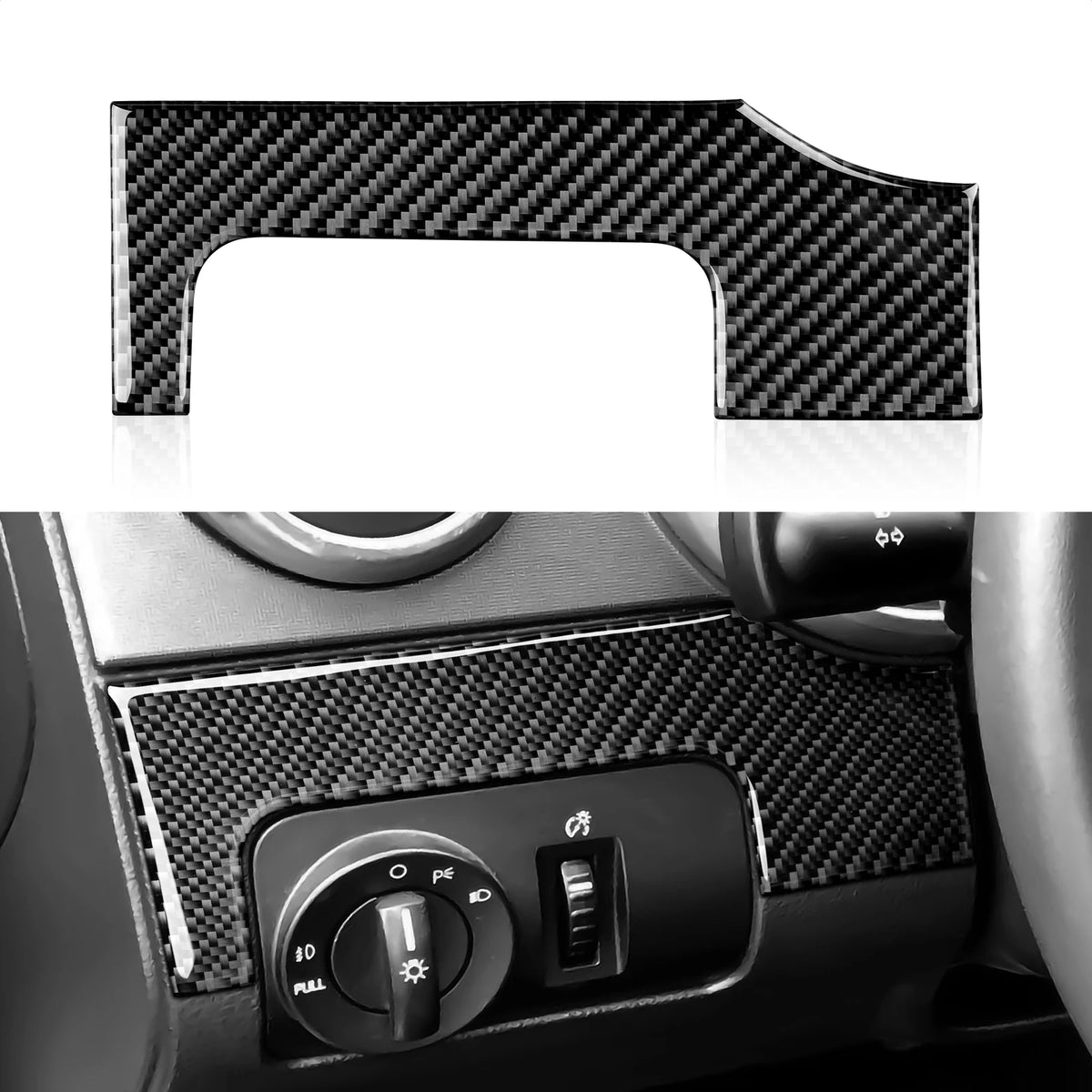 For Ford Mustang GT Shelby (2005-2009) Steering Wheel Panel Carbon Fiber Trim Sticker Car Center Console Gear Shift Cover Set