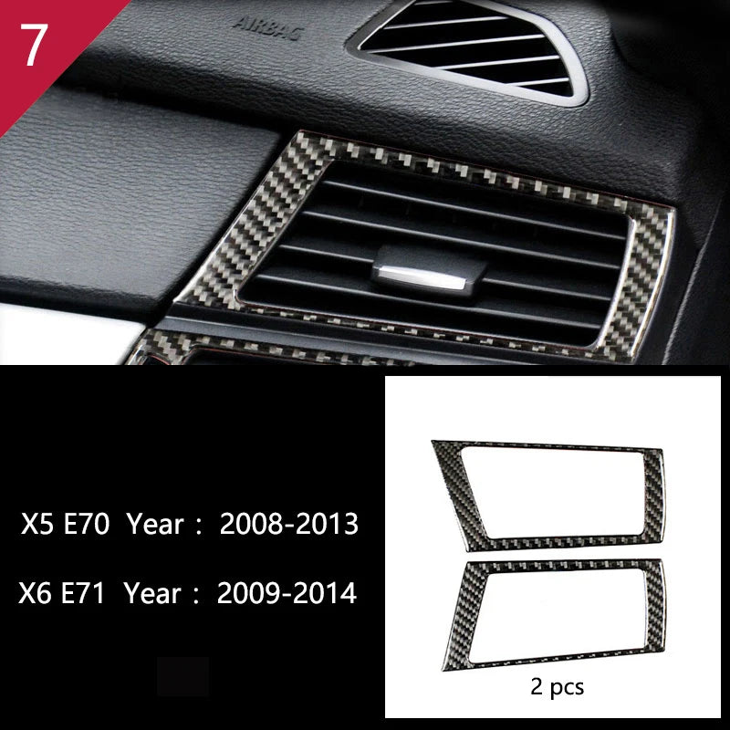 For BMW X5 X6 E70 E71 Accessories Car Interior Air Conditioning CD Console Panel Cover Decoration Trim Carbon Fiber Car Styling