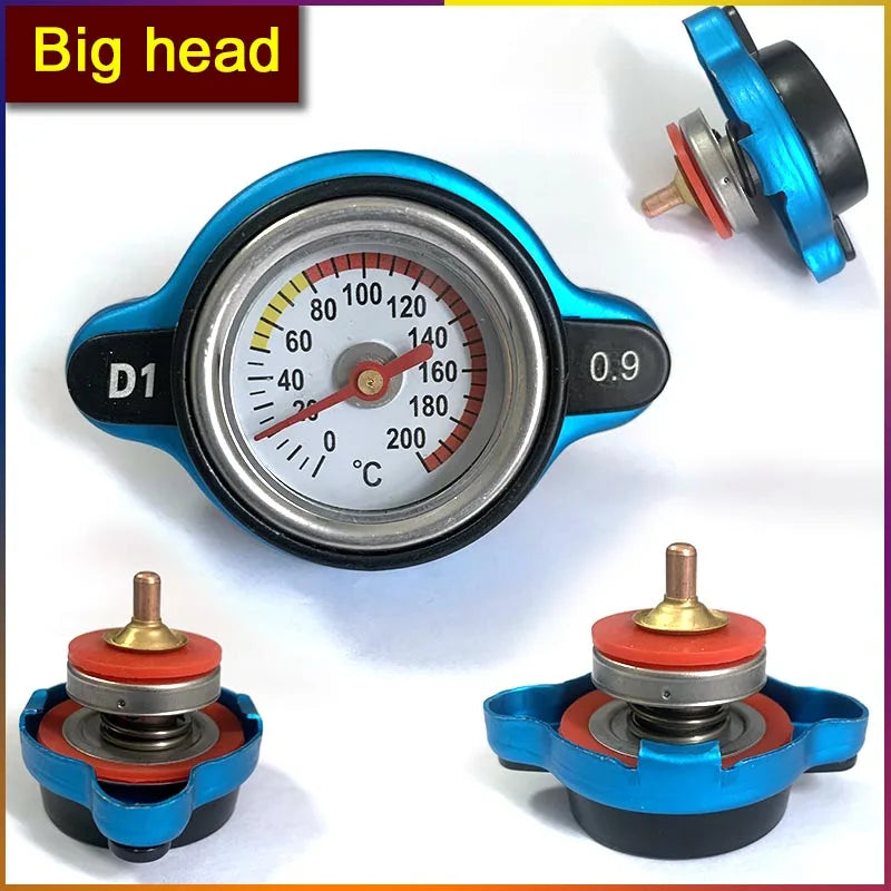 Car Motorcycle Refit Styling Thermo Radiator Cap Tank Cover Water Temperature Gauge with Utility Safe 0.9 Bar/ 1.1 Bar/1.3 Bar