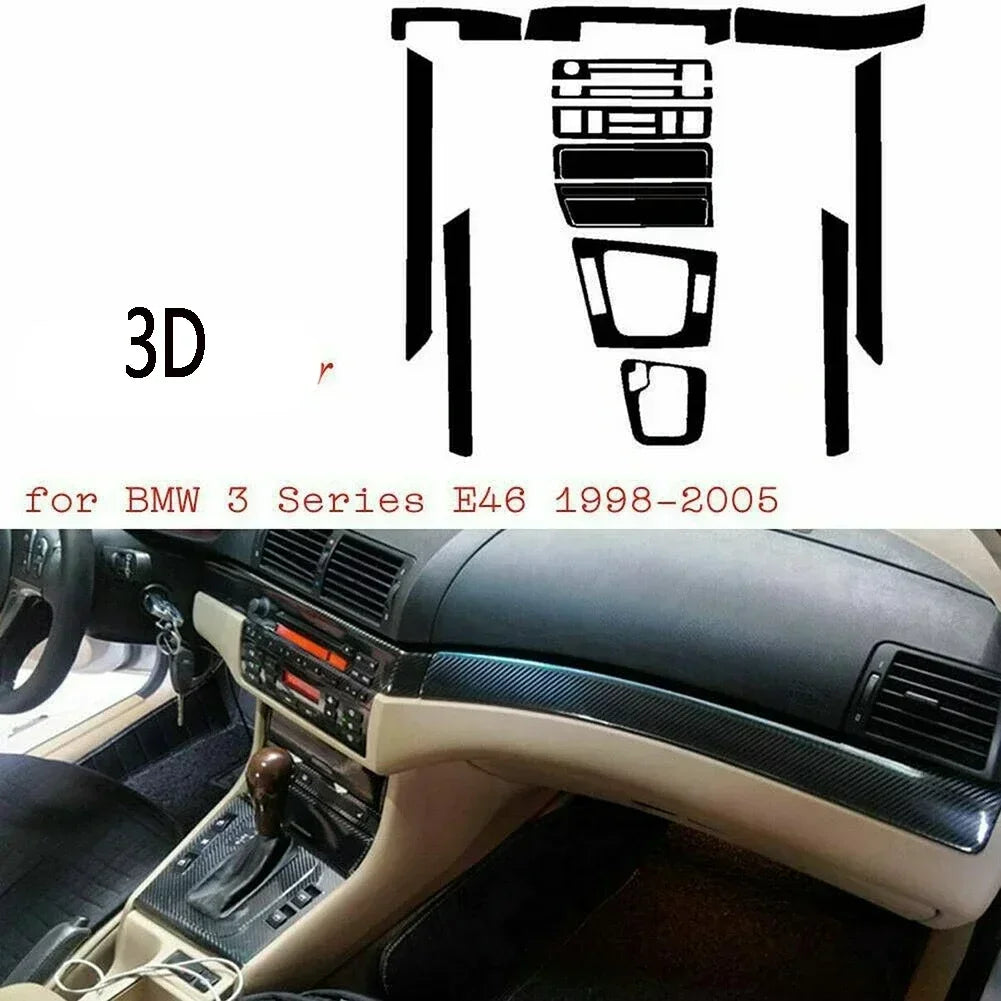 Car Sticker 3D Interior Glossy Carbon Fiber Style Wrap Trim 