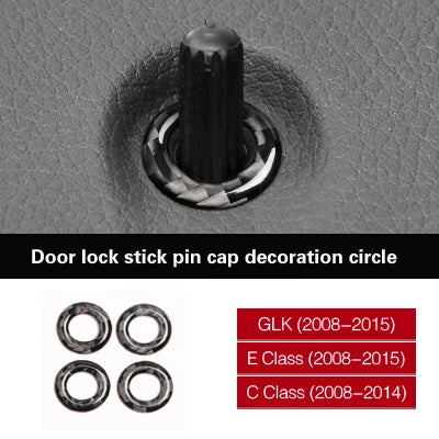 For Mercedes Benz C E Class W204 W212 GLK X204 4pcs Car Door Lock Pin Trim Ring Sticker Carbon Fiber Trim Interior Accessories
