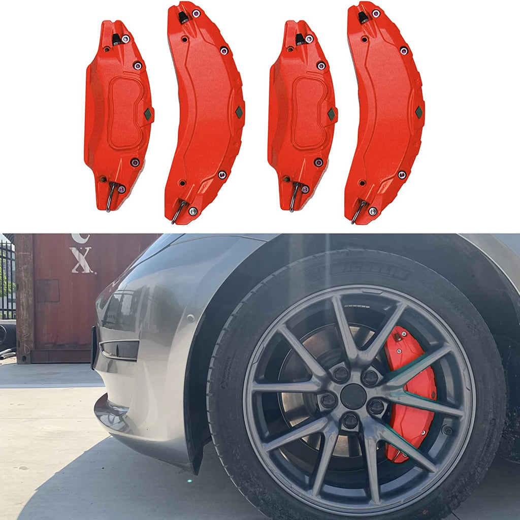 4pcs Brake Caliper Covers for Tesla Model 3 2017 2018 2019 2020 2021 2022 2023 Accessories With Stickers(Not Fit Model 3 2024)