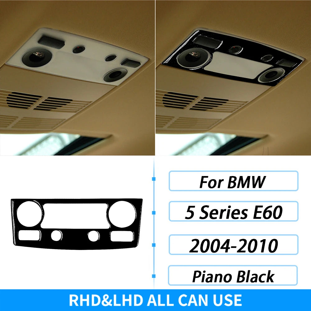 For BMW 5 Series E60 2004-2007 Piano Black Gear Shift Steering Wheel Air Outlet Panel Set Trim Car Interior Accessories Sticker