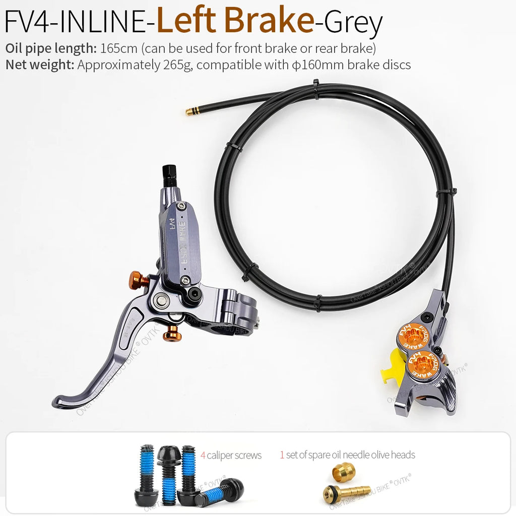 FROG WAKE FV4 4-Piston Hydraulic Disc Brake Kit Split Type Aluminum Inline Radial Front / Rear Brake Grey / Silver / Black Bike