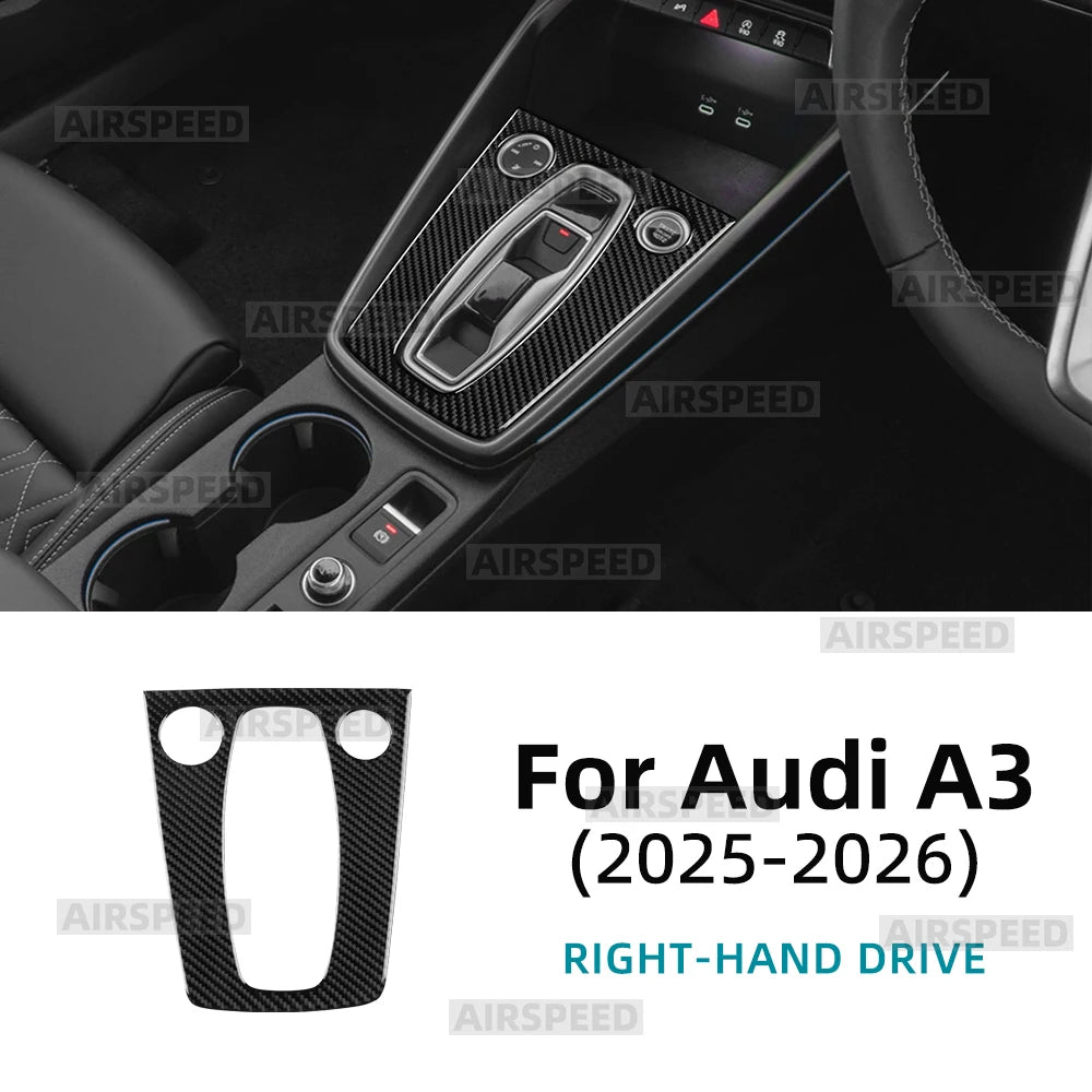 Real Soft Carbon Fiber Sticker for Audi A3 S3 8Y 2025 2026 LHD RHD Car Automatic Gear Shift Panel Accessories Interior Trim
