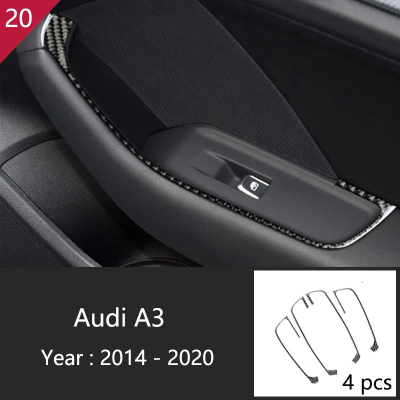 Car Styling Center Console Gear Shift Panel Decoration Cover Sticker Trim For Audi A3 8V S3 2014-2019 Carbon Fiber Accessories