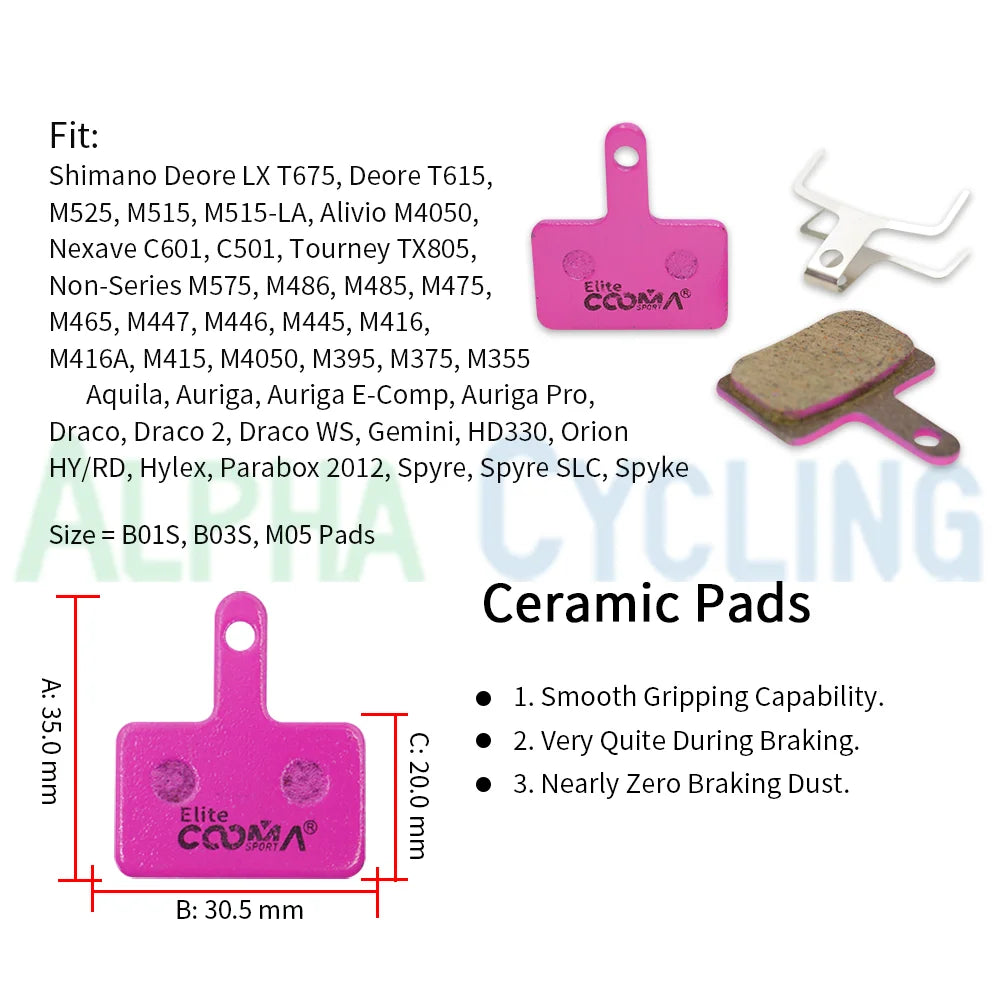 4 Pairs Ceramic Disc Brake Pads for Shimano B01S B05S M05 MT