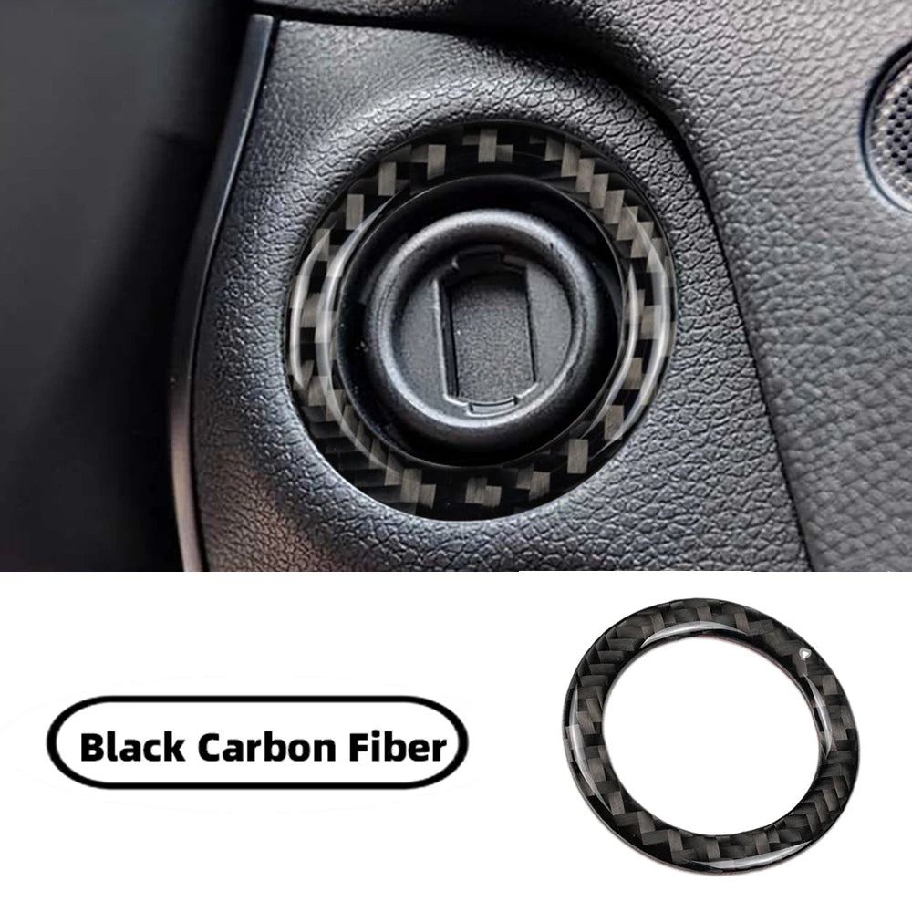 Carbon Fiber For Mercedes Benz W203 W204 W212 A B C E Class GLA CLA GLC SLK Car Ignition Switch Key Hole Ring Trim Stickers Red