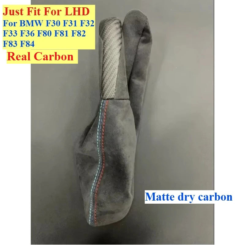 F30 F31 Car Alcantara Handbrake Handle with Carbon Fiber Gear Shift Knob Selector Trim For BMW F32 F33 F36 F80 F81 F82 F83 F84