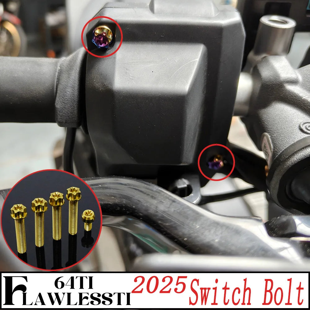 FLAWLESSTI Gr5 Titanium Bolt Windshield Mirror Bar End Front Cover Fender Caliper Brake Disc Switch Bolt For Honda Forza 750