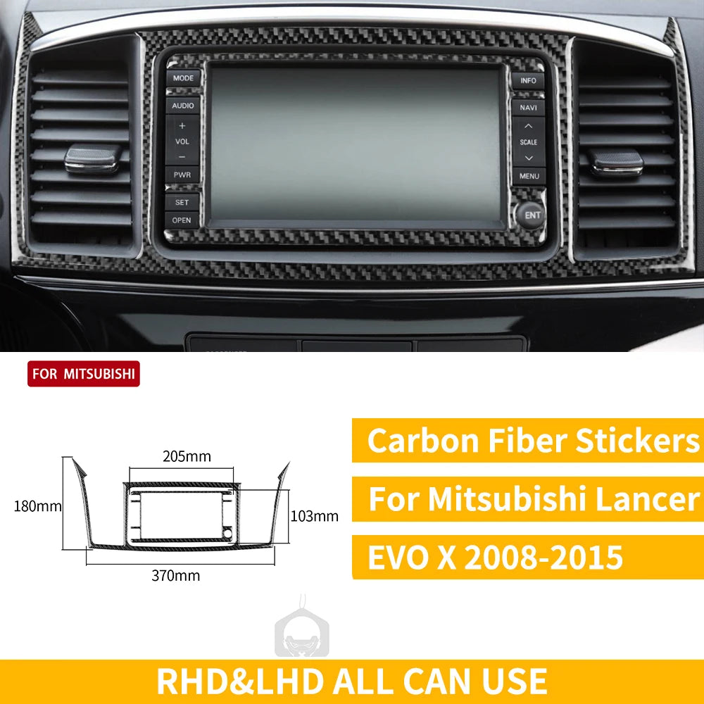 For Mitsubishi Lancer EVO X MR 2008-2015 Carbon Interior Trim Sticker Set Speedometer Window Lifting Storage Car Accessories