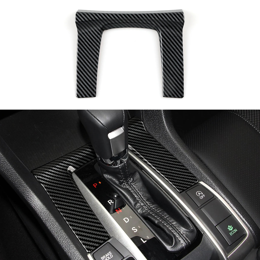 For Honda Civic 10th Gen (2016 -2021) Interior Accessories Car Center Console Gear Shift Panel Carbon Fiber ABS Trim Sticker