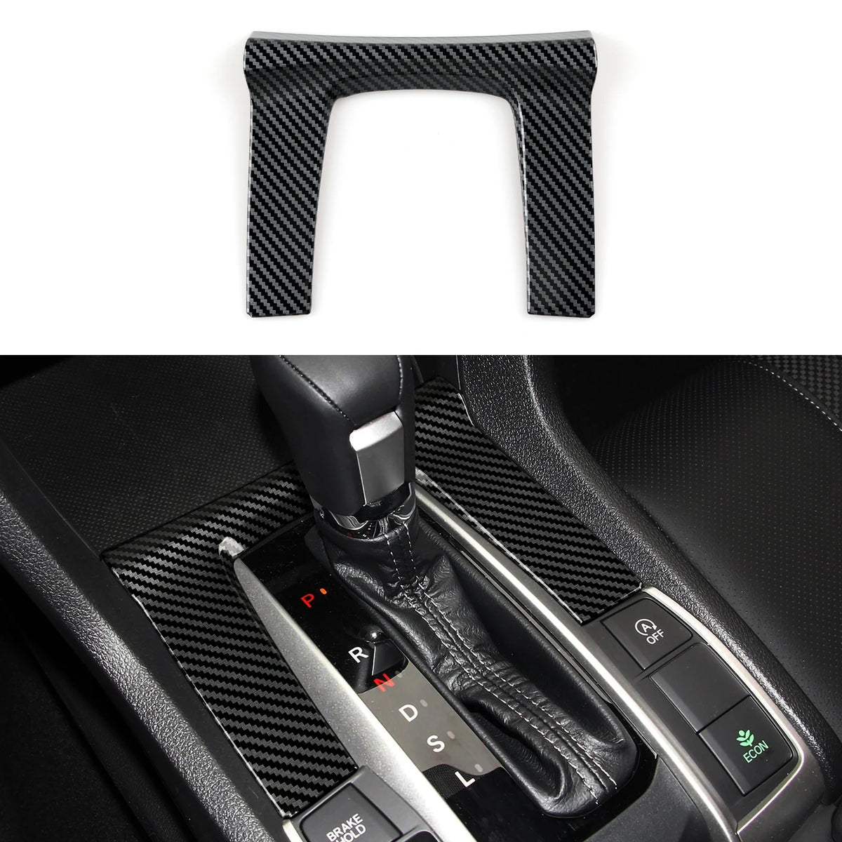 For Honda Civic 10th Gen (2016 -2021) Interior Accessories Car Center Console Gear Shift Panel Carbon Fiber ABS Trim Sticker