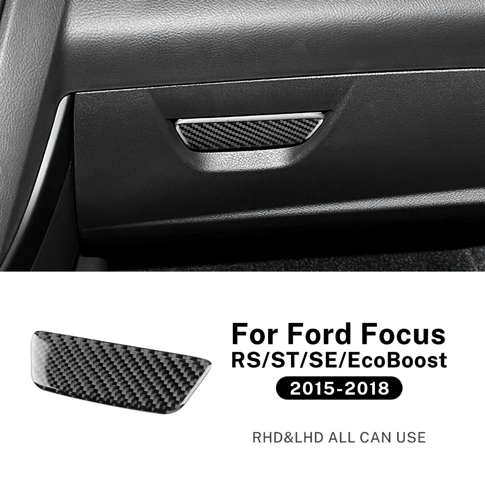 For Ford Focus SE RS ST Ecoboost 2015 2016 2017 2018 Car Passenger Glove Box Panel Trim Real Soft Carbon Fiber Sticker