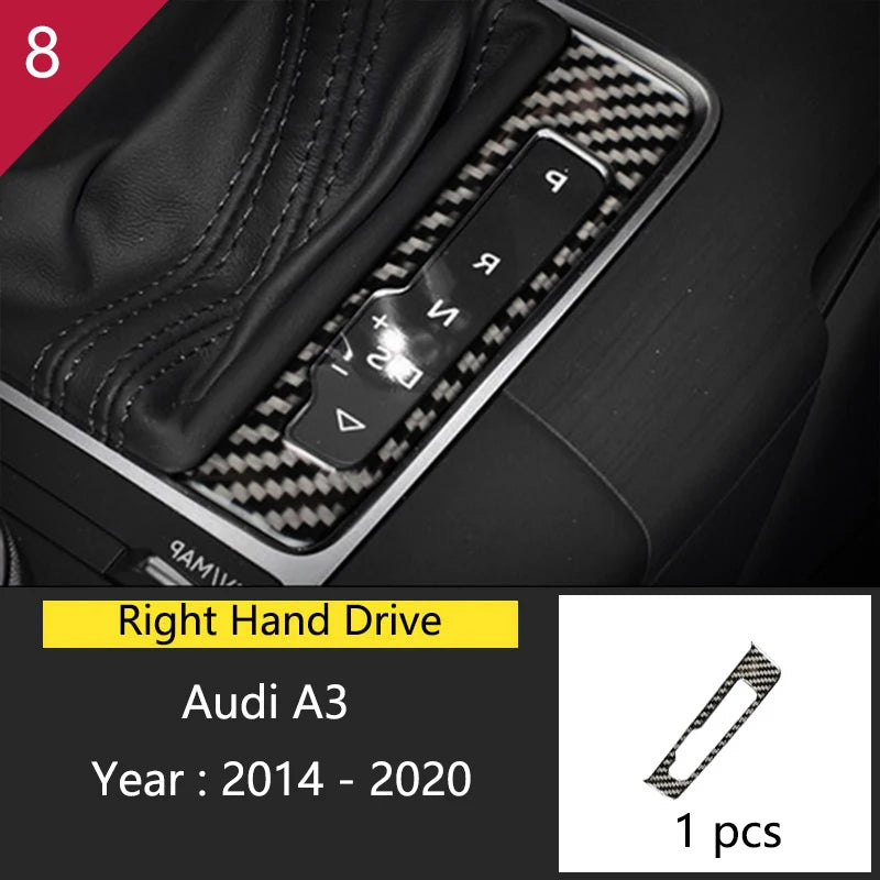 Car Styling Center Console Gear Shift Panel Decoration Cover Sticker Trim For Audi A3 8V S3 2014-2019 Carbon Fiber Accessories