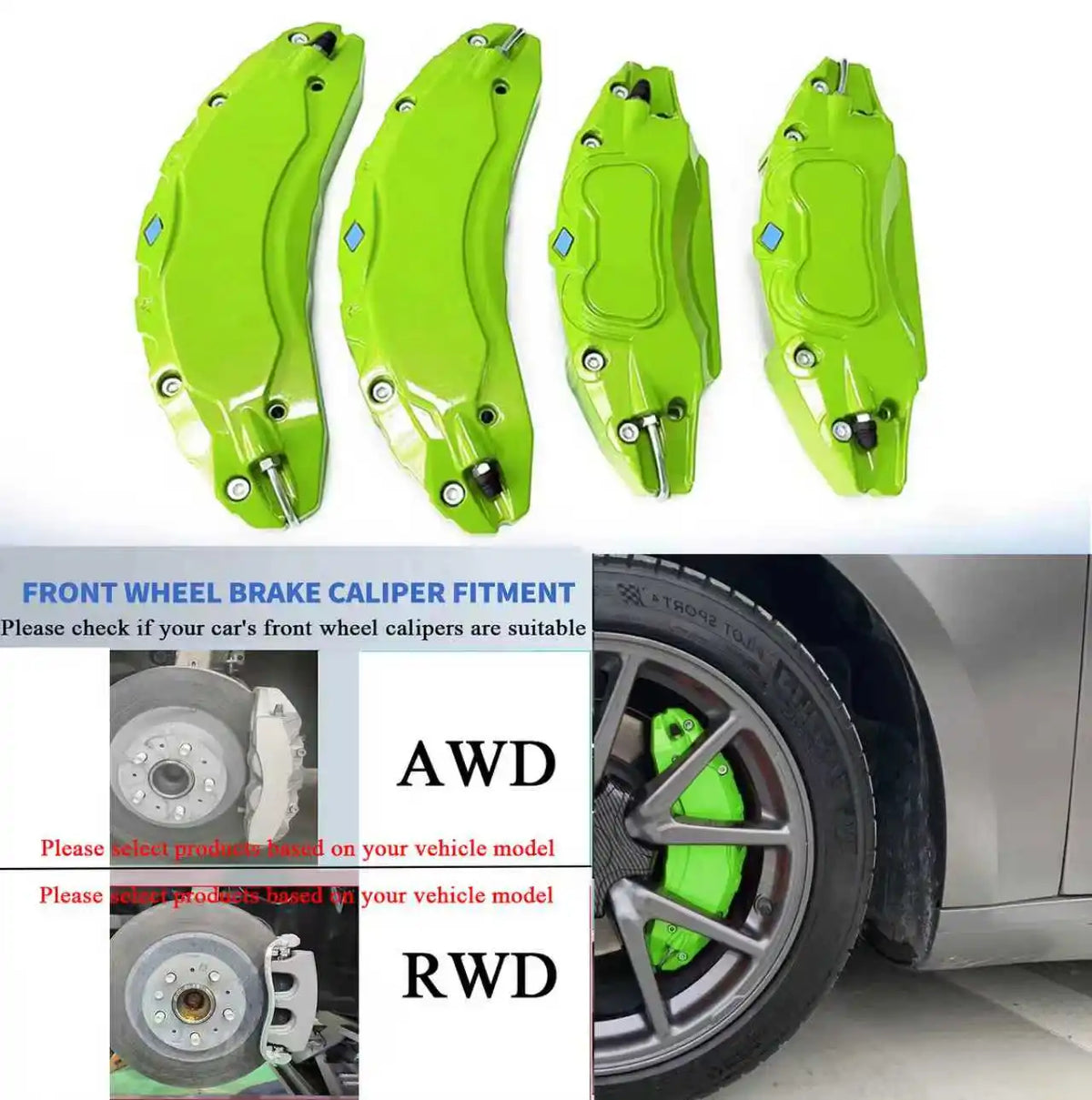 For Tesla Model Y Juniper Caliper Covers Set of 4 with Decals Brake Caliper Covers for Model Y Juniper 2025 2026 Accessories