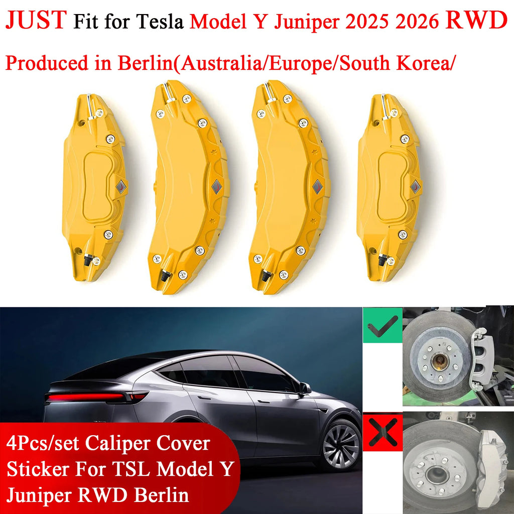 Brake Caliper Covers for Tesla Model Y Juniper 2026 Accessories RWD EU KR UK JP AU 4pcs/set 19inch Wheel Cover with Stickers