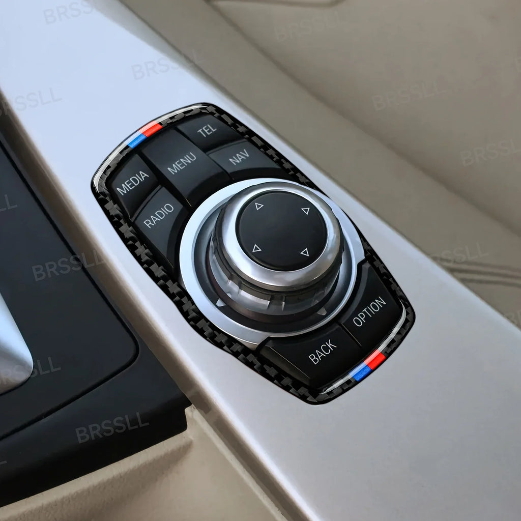 Car Center Console Multimedia Trim Frame Carbon Fiber Sticke