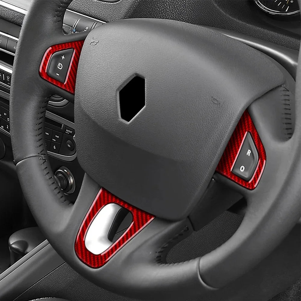 Car Steering Wheel Trim Soft Carbon Fiber Sticker For Renaul