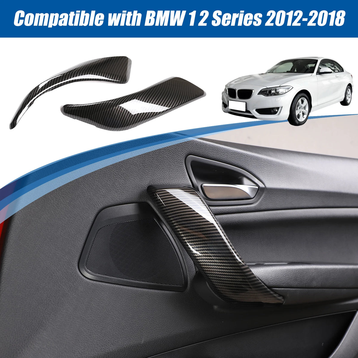 ABS Carbon Fiber Car Interior Door Pull Handle Cover Trim Fo
