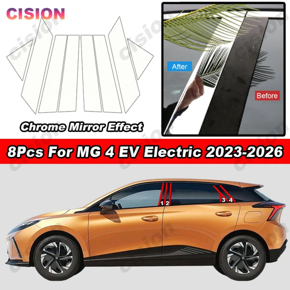 Glossy Carbon Fiber Black Chrome Car Door Window Center BC P