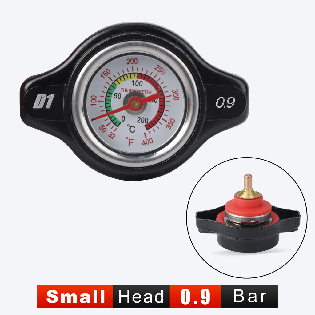 Universal Car Motorcycle Thermo Radiator Cap 0.9 1.1 1.3 1.8 Bar 25.6psi Tank Cover Water Temperature Gauge With Utility Safe