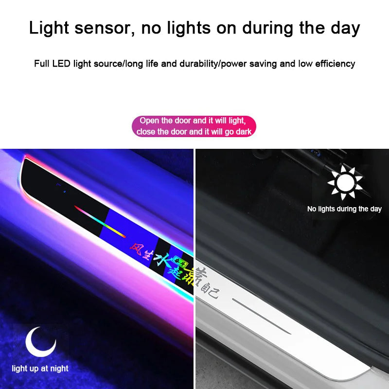 4pcs Customized Car Glows Welcome Door Sill Strip Welcome Pe