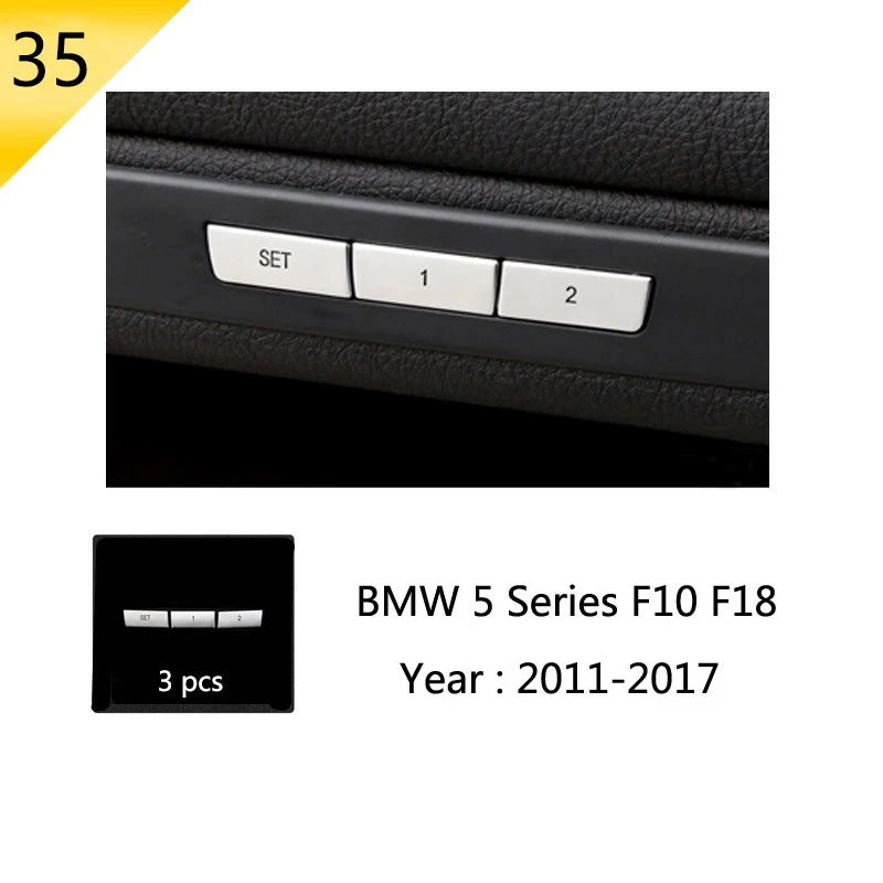 For BMW 5 Series F10 F18 Car Styling Interior Buttons Panel Frame Decoration Cover Trim Car Sticker Stainless Steel Accessories