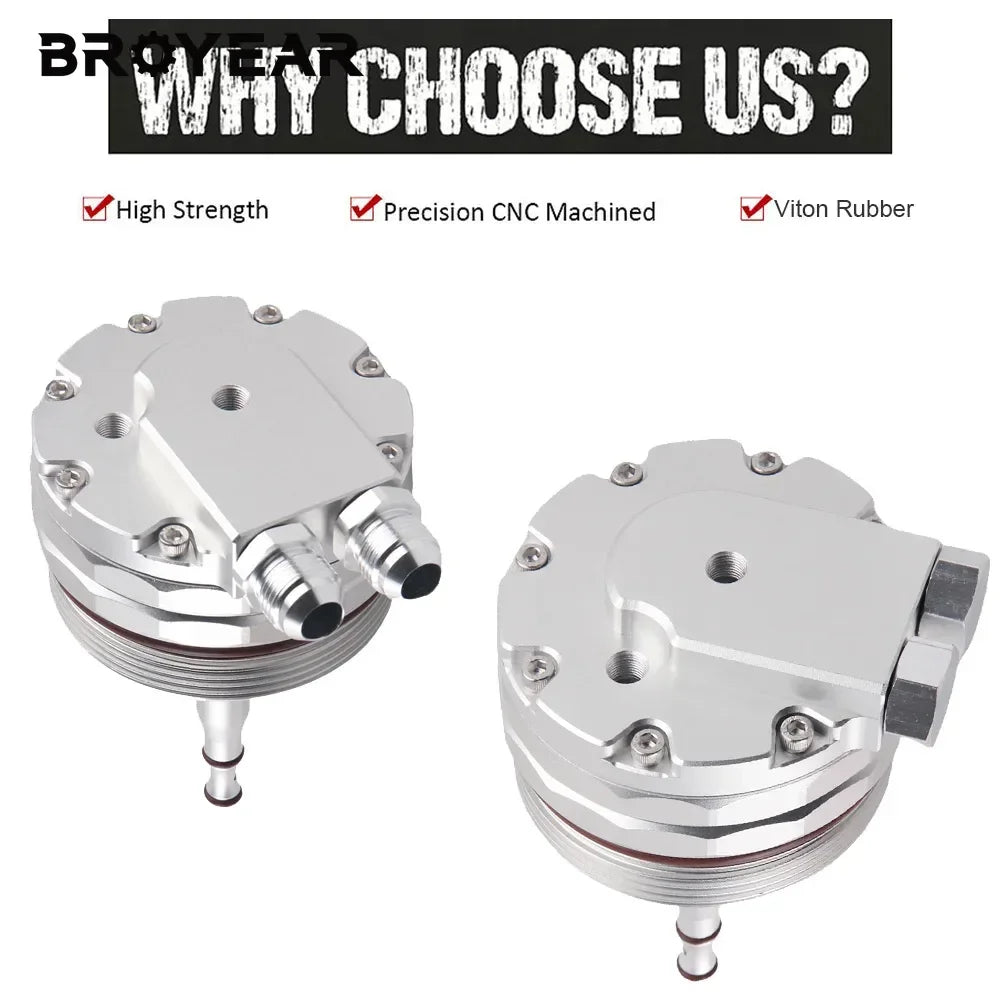 Broyear Engine Oil Cooler Adapter Oil Filter Cover Cap For B