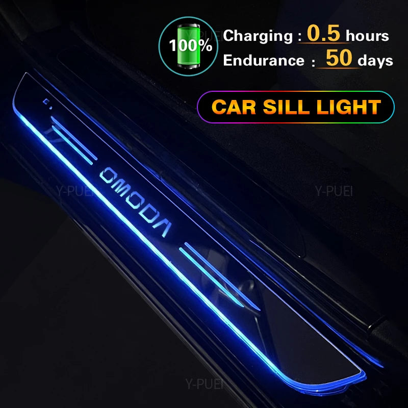 USB Power Moving LED Welcome Pedal Car Scuff Plate Door Sill