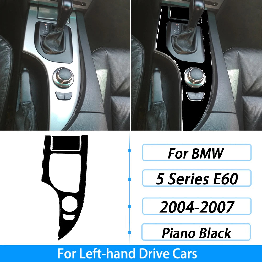 For BMW 5 Series E60 2004-2007 Piano Black Gear Shift Steering Wheel Air Outlet Panel Set Trim Car Interior Accessories Sticker