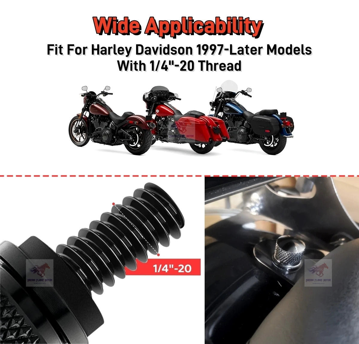 1/4 -20 Rear Fender Seat Bolt Nut Motorcycles Mount Screw Ki