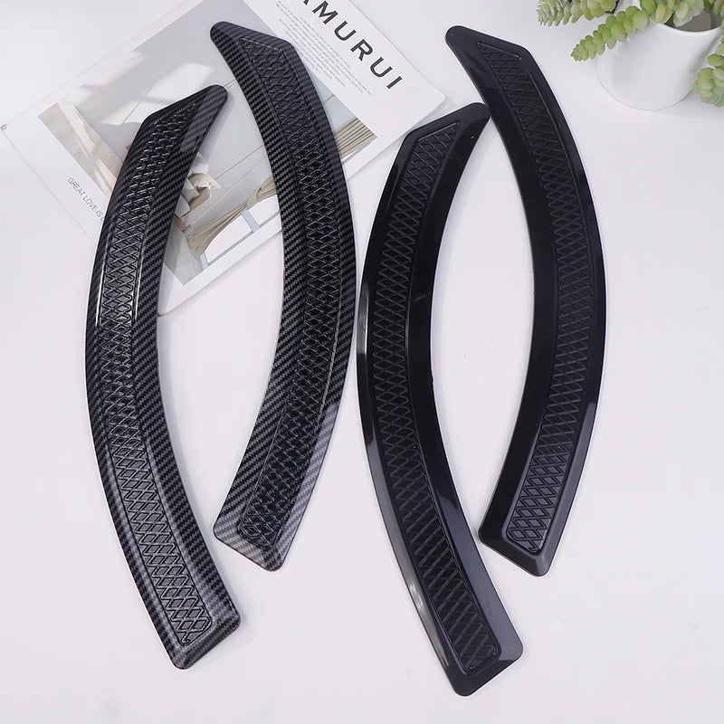 2pcs Widened Carbon Fiber Rubber Car Wheel Eyebrow Universal