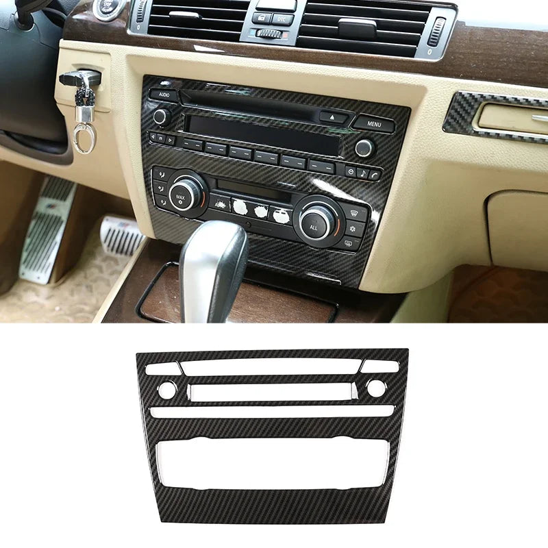 For BMW 3 Series E90 2005-2012 Car Carbon Fiber Interior Decoration Cover Stickers Dashboard Console Gear Shift Door Handle Trim