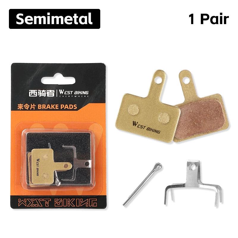 WEST BIKING Bike Brake Pads Copper Semimetal For SHIMANO MT200 M515 C501 1/2/4/6/8 Pairs Wear-resistant Disc Bicycle Brake Pads
