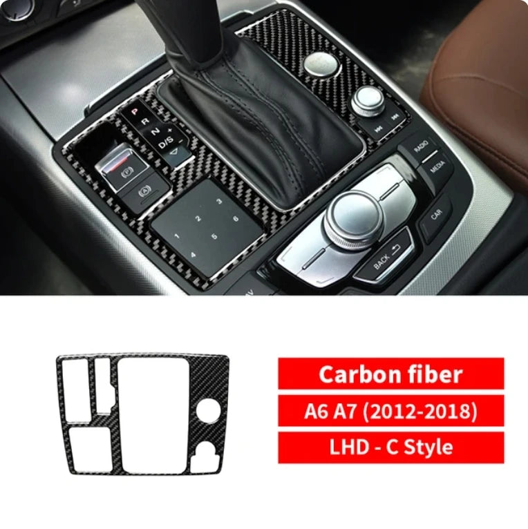 Car Interior Accessories Moulding Carbon Fiber Stickers Central Control Gear Shift Panel Trim Cover Decals For Audi A6 A7