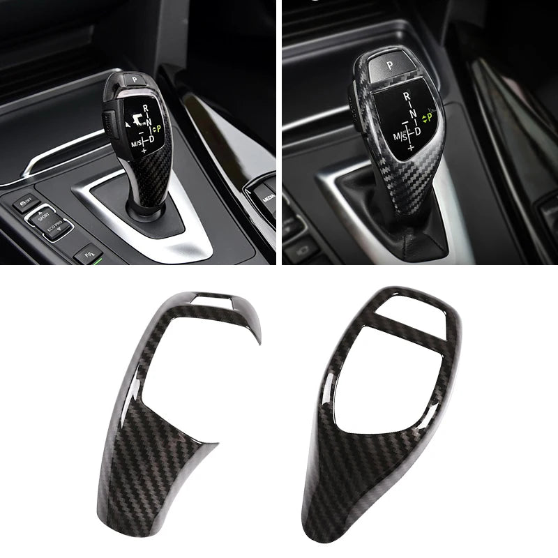 Carbon Fiber Car Gear Shift Panel Frame Gear Knob Cover Head
