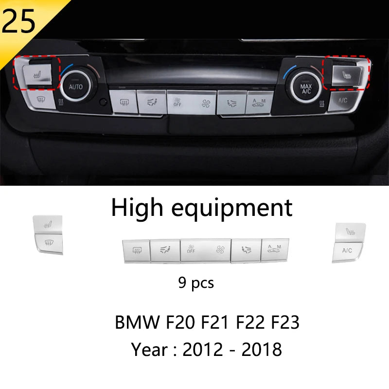 For BMW 1 2 Series F20 F21 F22 F23 Carbon Fiber Car Control CD Panel Cover Trim Air Conditioning Outlet Frame Decoration Sticker