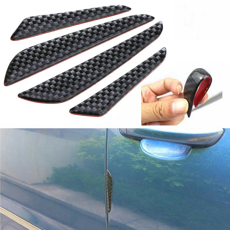 4x Anti-collision Trim Carbon Fiber Car Door Edge Guard Stri