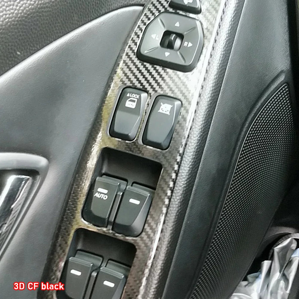 Car Styling Black Carbon Decal Car Window Lift Button Switch