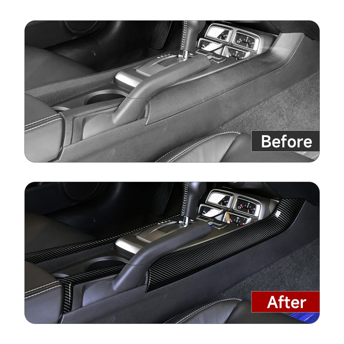 ABS Car Center Console Gear Shift Side Trim Strip Carbon Fib