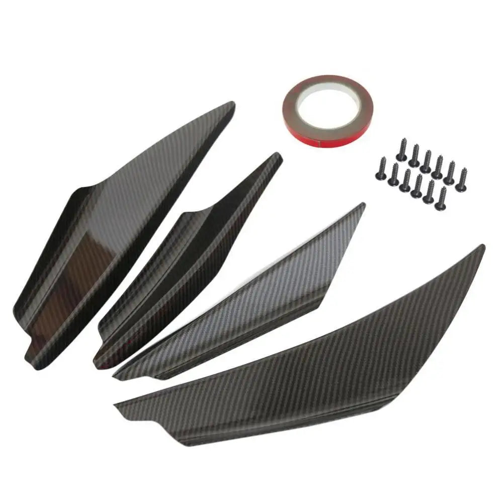 4Pcs Universal Car Front Bumpers Spoilers Set scratch strip Carbon Fiber Auto Front Bumper Body Lip Canards Splitter Trim Kits