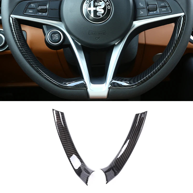 ABS Carbon Fiber For Alfa Romeo Giulia Stelvio 2017 2018 2019 Car Steering Wheel Cover Trim Interior Accessories
