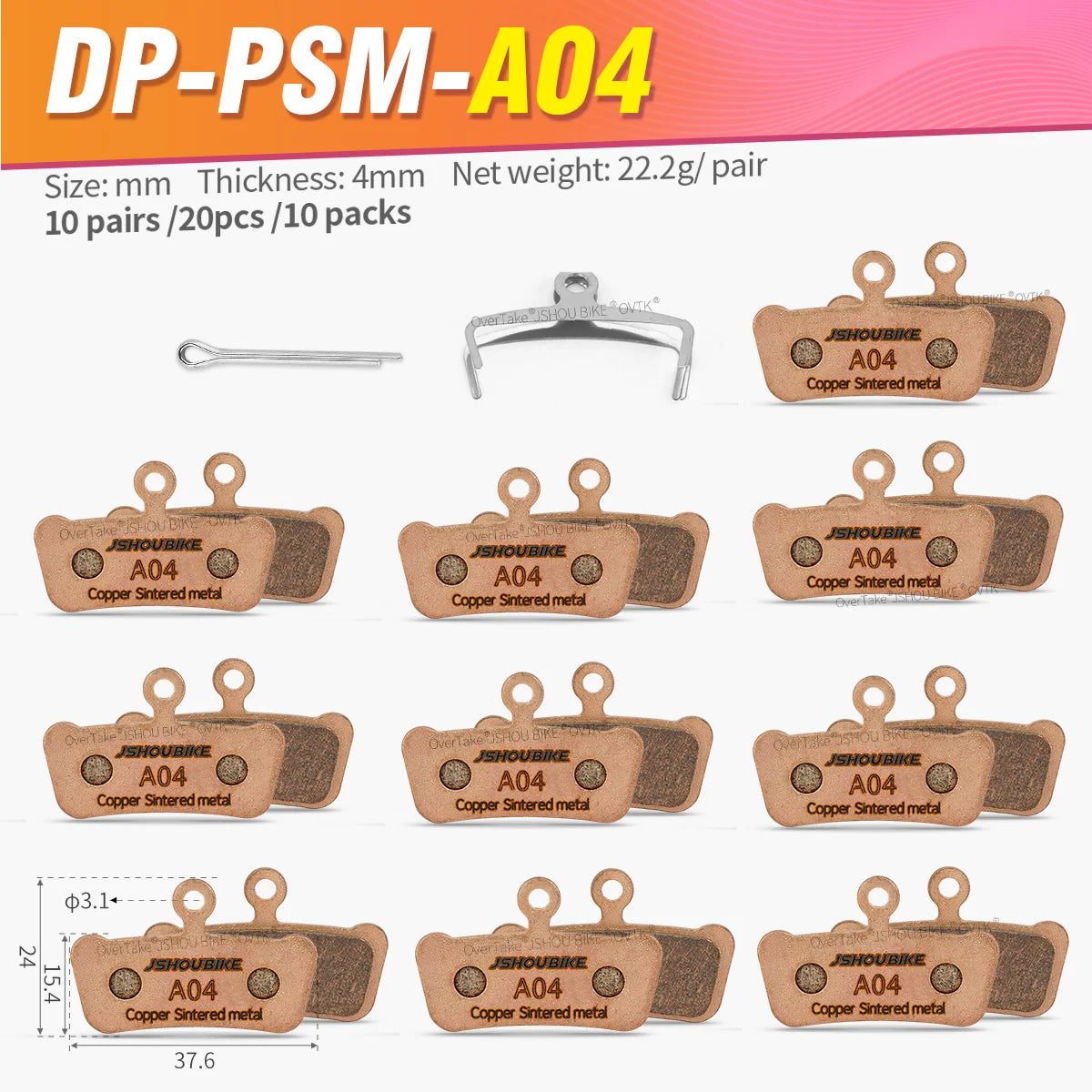 JSHOUBIKE Sintered Metal Hydraulic Brake Pads for SRAM G2 Guide Ultimate RSC RS R Avid X0 Trail Elixir Trail Ultra Class