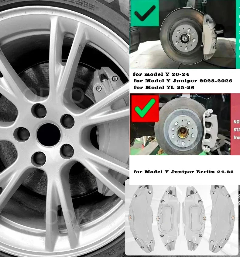 Fit for Tesla Model Y Juniper 2025 2026 RWD and Model Y 2024 RWD Brake Caliper Covers 4pcs/set Rear-Wheel Drive
