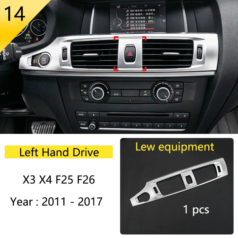 Accessories for BMW X3 X4 F25 F26 Car Inner Gearshift Air Conditioning CD Panel Door Armrest Cover Trim Decorative Car Stickers