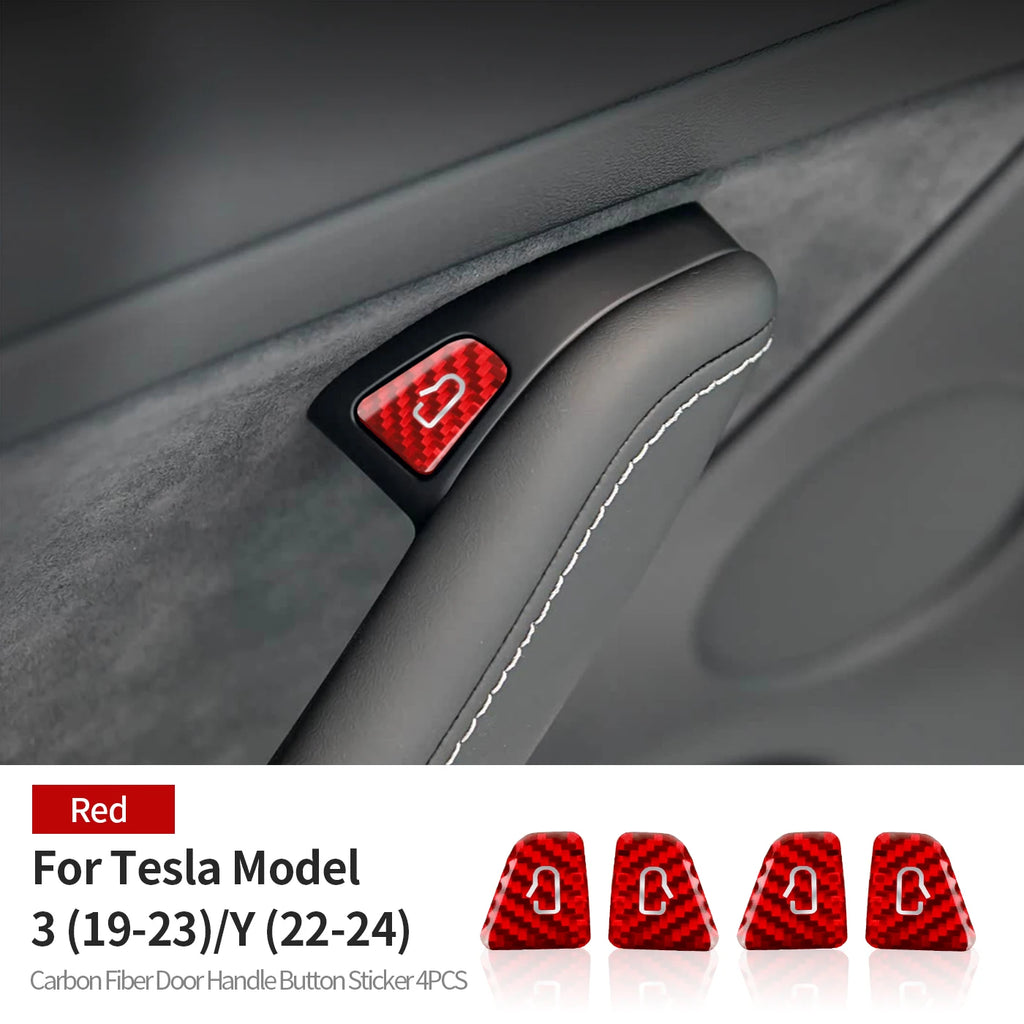 For Tesla Model3/Y/YL Juniper Carbon Fiber Car Interior Door Switch Button Protection Trim Stickers Anti Scratch Car Accessories
