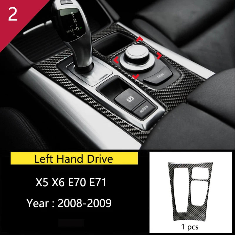 For BMW X5 X6 E70 E71 Accessories Car Interior Air Conditioning CD Console Panel Cover Decoration Trim Carbon Fiber Car Styling